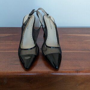 Black slingback pumps